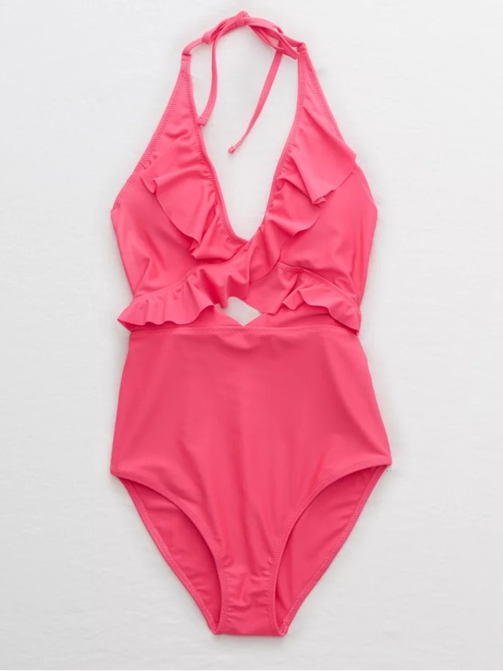 Aerie Ruffle One Piece Swimsuit - Hot Pink - Size XL Long